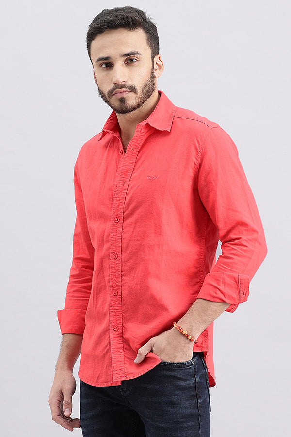 Paradis Pink Full Sleeve Linen Solid Shirt (Zack F/Slv Fit)