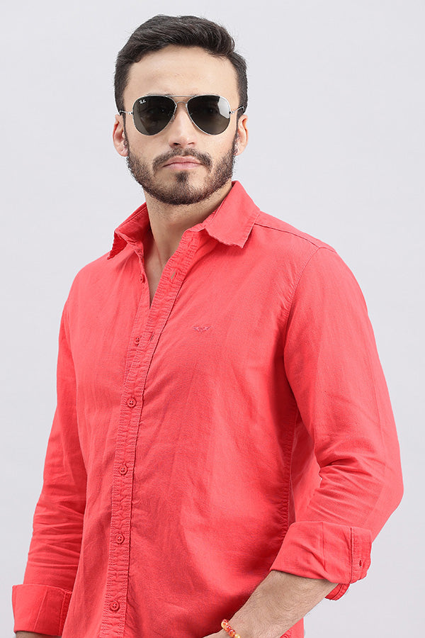 Paradis Pink Full Sleeve Linen Solid Shirt (Zack F/Slv Fit)