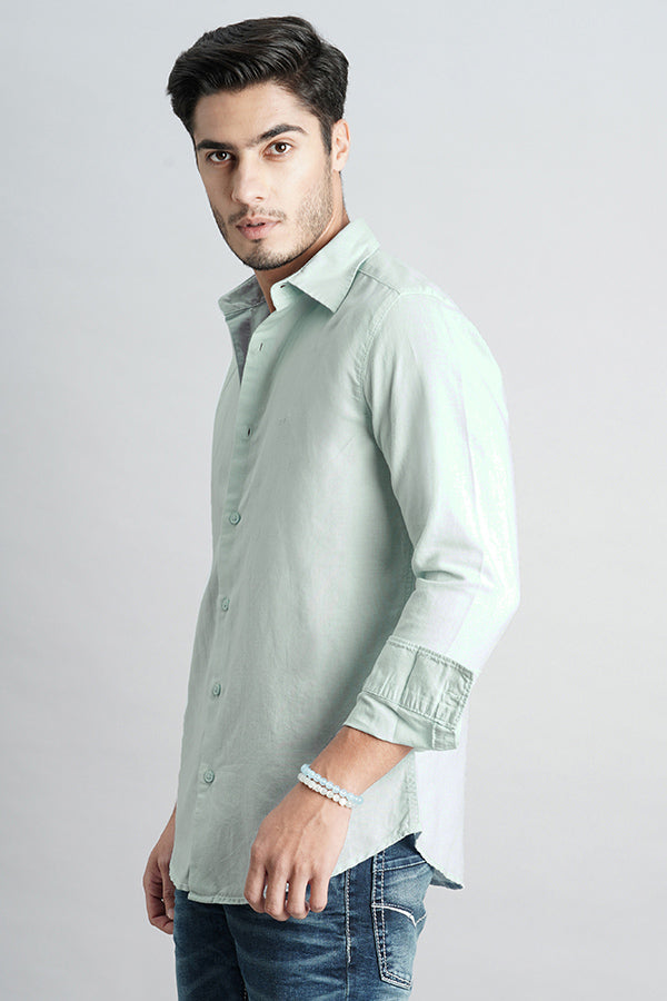 Lavender Sky Full Sleeve Linen Solid Shirt (Zack F/Slv Fit)
