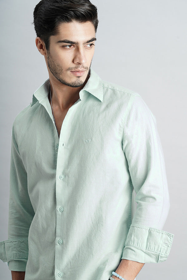 Lavender Sky Full Sleeve Linen Solid Shirt (Zack F/Slv Fit)
