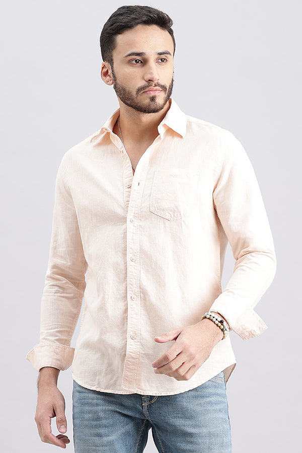 Baby Pink Full Sleeve Linen Solid Shirt (Zack F/Slv Fit)