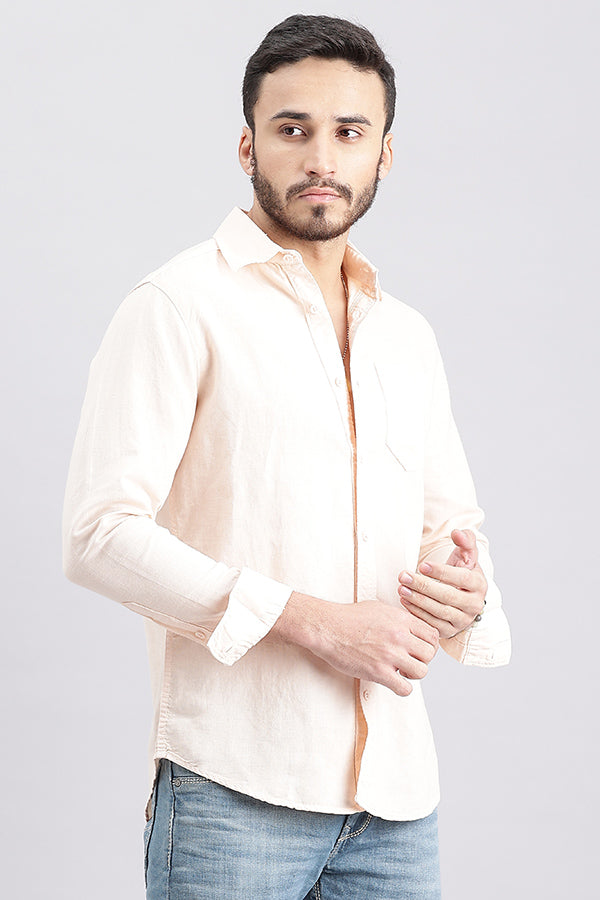 Baby Pink Full Sleeve Linen Solid Shirt (Zack F/Slv Fit)