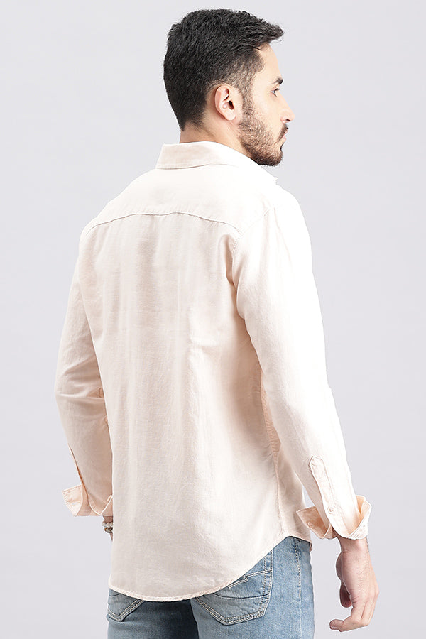 Baby Pink Full Sleeve Linen Solid Shirt (Zack F/Slv Fit)