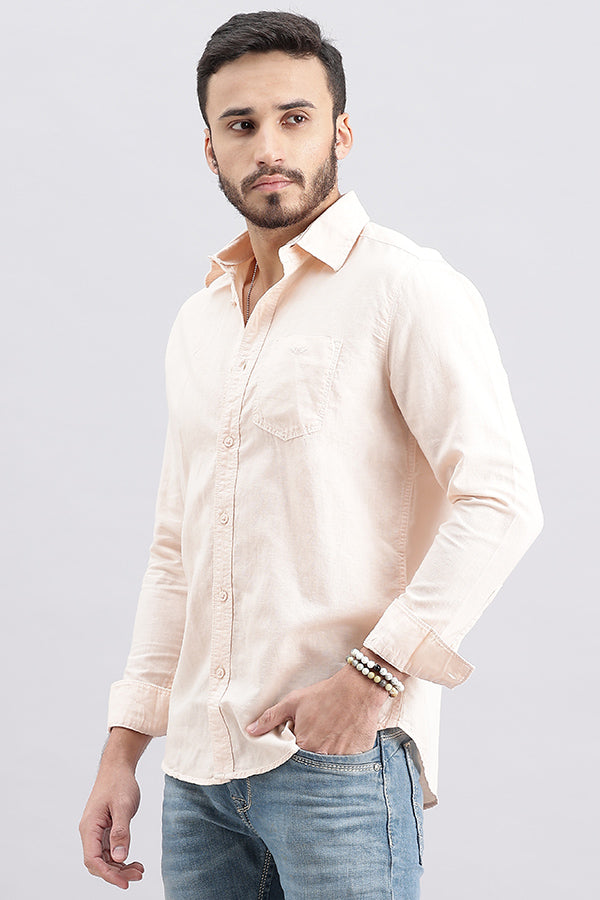 Baby Pink Full Sleeve Linen Solid Shirt (Zack F/Slv Fit)