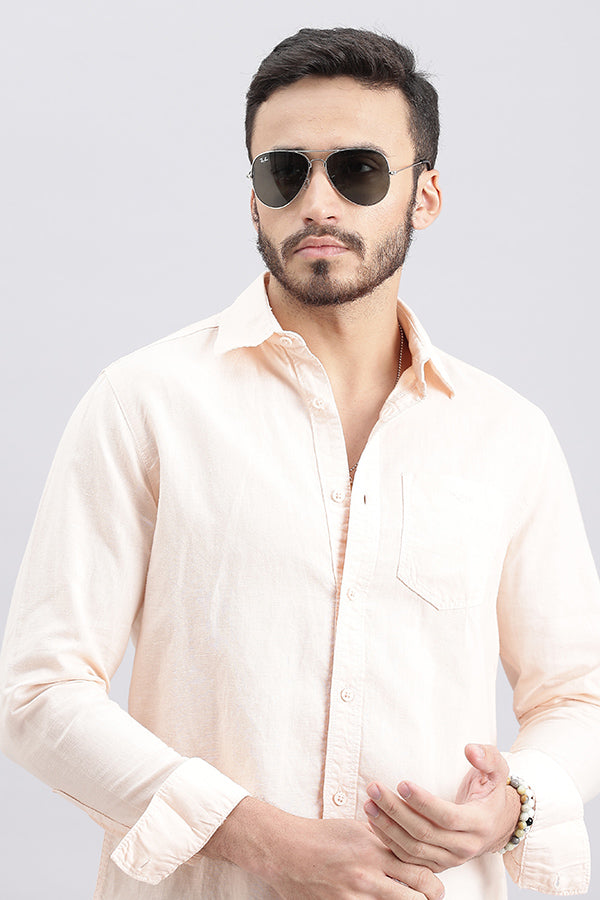 Baby Pink Full Sleeve Linen Solid Shirt (Zack F/Slv Fit)