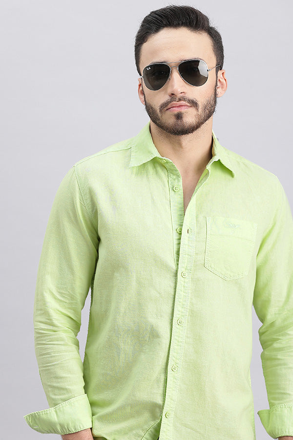 Lemon Full Sleeve Linen Solid Shirt (Zack F/Slv Fit)