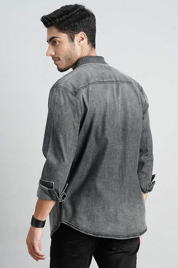 Dk Grey Full Sleeve Denim Shirt (Zack F/Slv Fit)