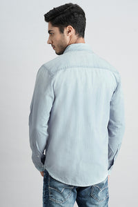 Med Blue Full Sleeve Denim Shirt (Zack F/Slv Fit)
