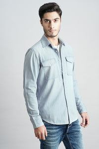Med Blue Full Sleeve Denim Shirt (Zack F/Slv Fit)