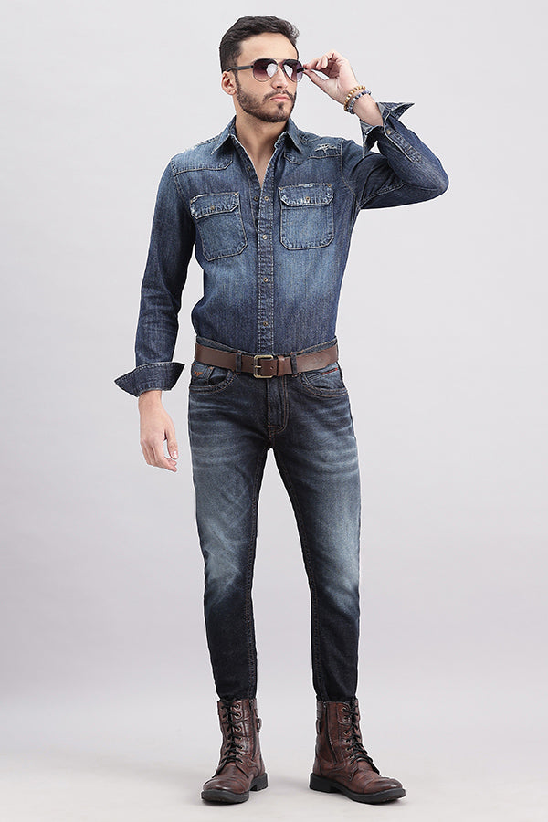 Dk Blue Full Sleeve Denim Shirt (Zack F/Slv Fit)