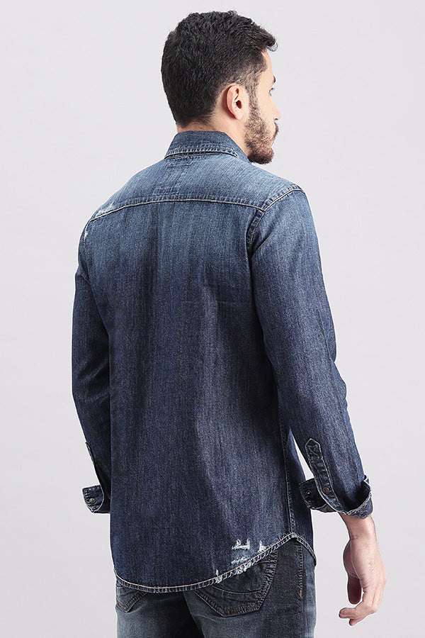 Dk Blue Full Sleeve Denim Shirt (Zack F/Slv Fit)