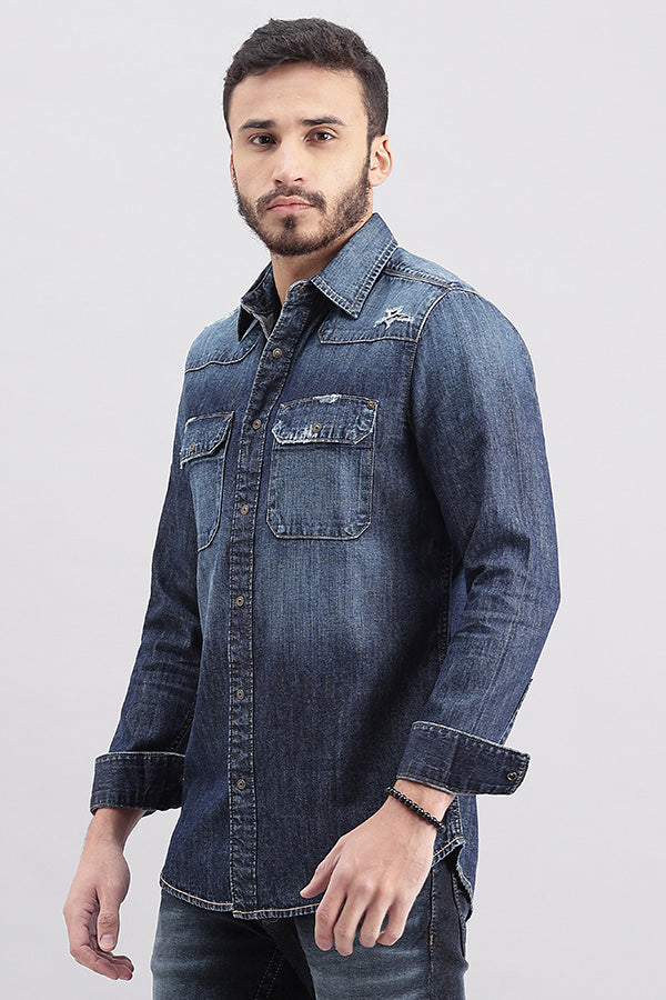 Dk Blue Full Sleeve Denim Shirt (Zack F/Slv Fit)