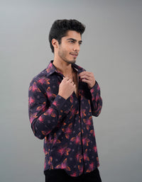 Black Pink Full Sleeves Printed Shirt