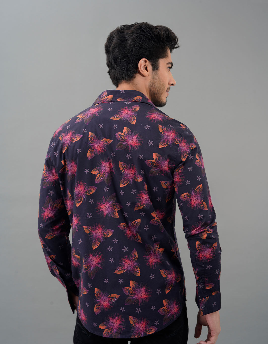 Black Pink Full Sleeves Printed Shirt