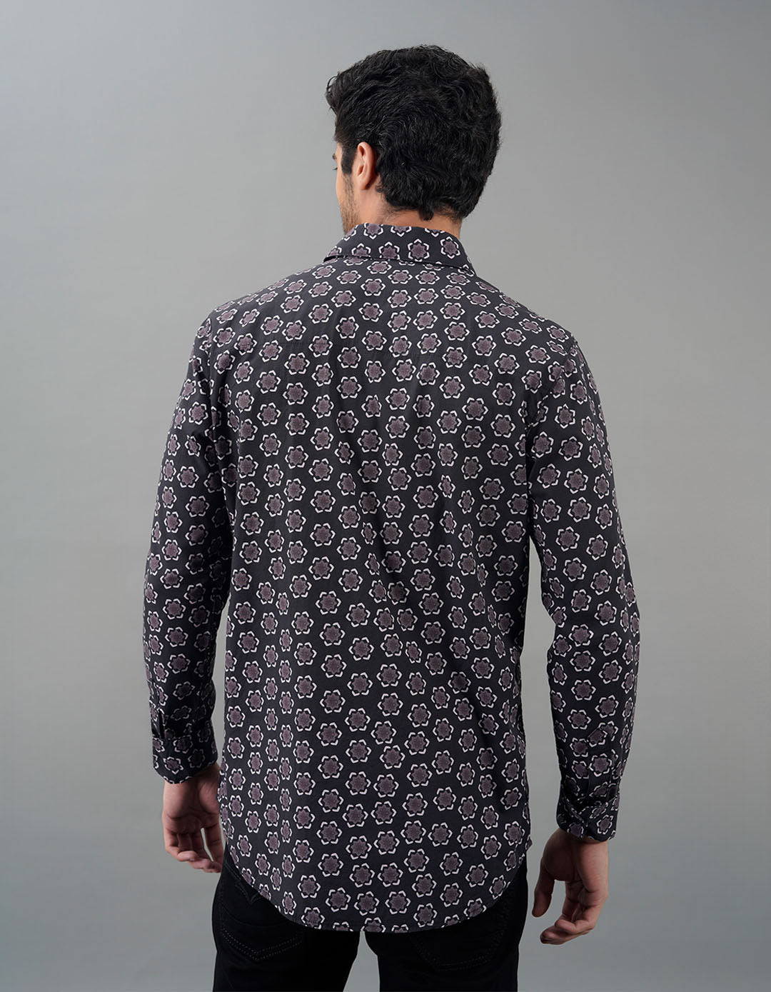 Black Full Sleeves Printed Shirt