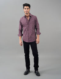 Lt Maroon Full Sleeves Printed Shirt