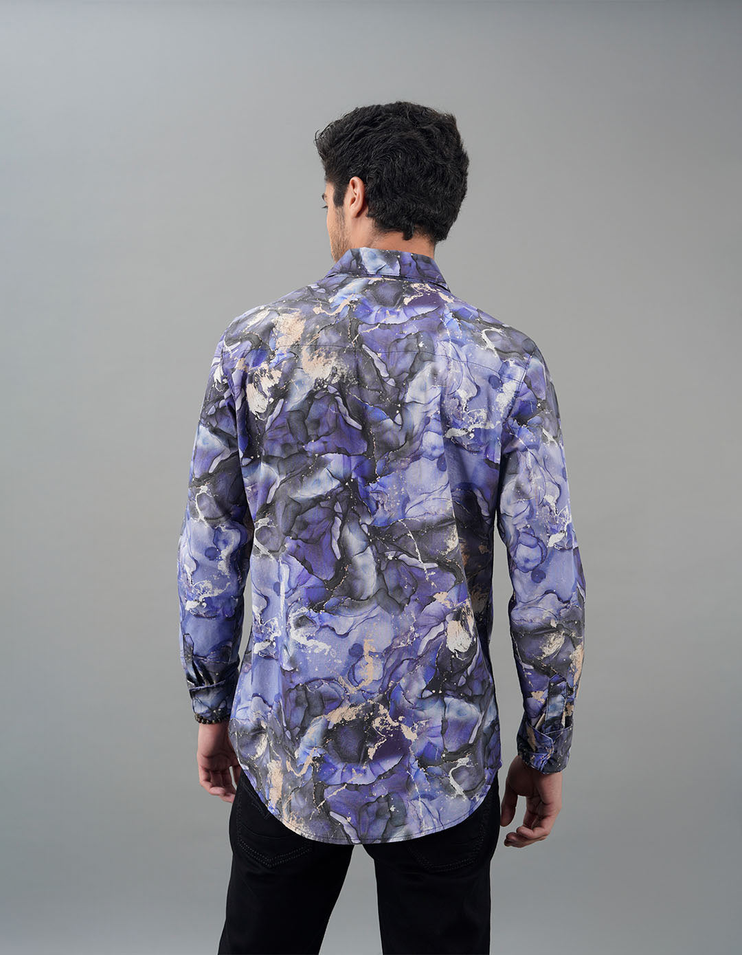 Orchid Blue Full Sleeves Printed Shirt