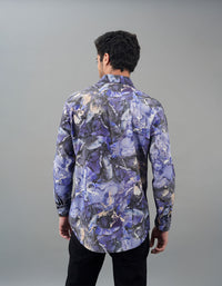 Orchid Blue Full Sleeves Printed Shirt