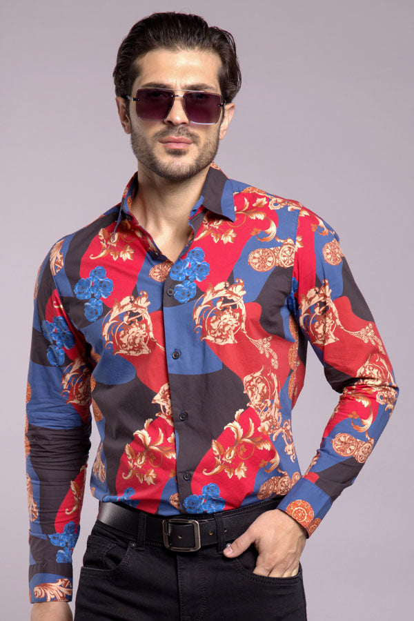 Multi Color Full Sleeves Printed Shirt