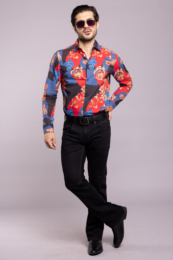 Multi Color Full Sleeves Printed Shirt