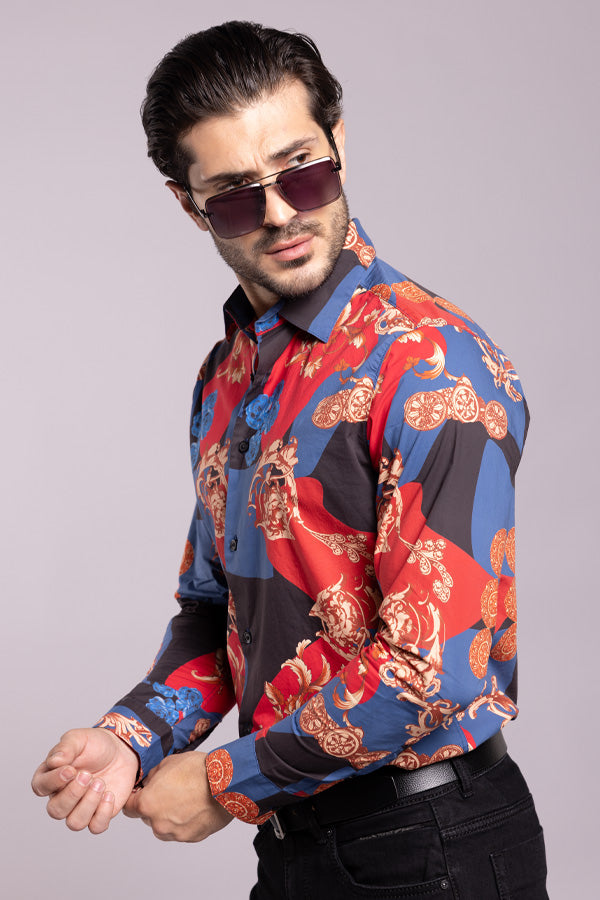 Multi Color Full Sleeves Printed Shirt