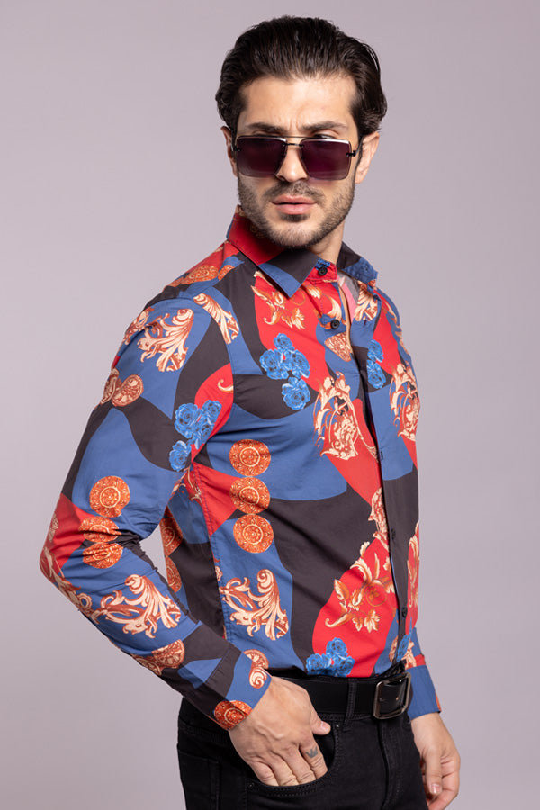 Multi Color Full Sleeves Printed Shirt