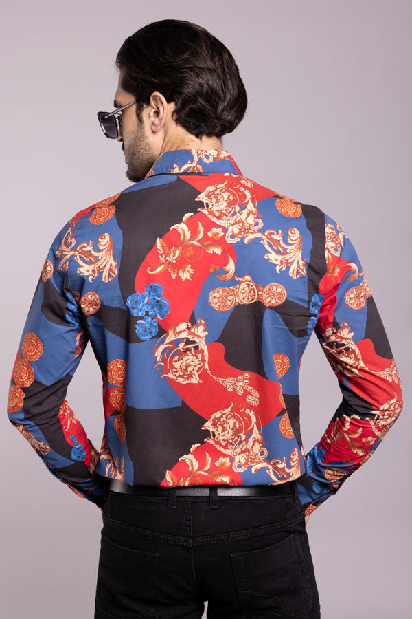 Multi Color Full Sleeves Printed Shirt