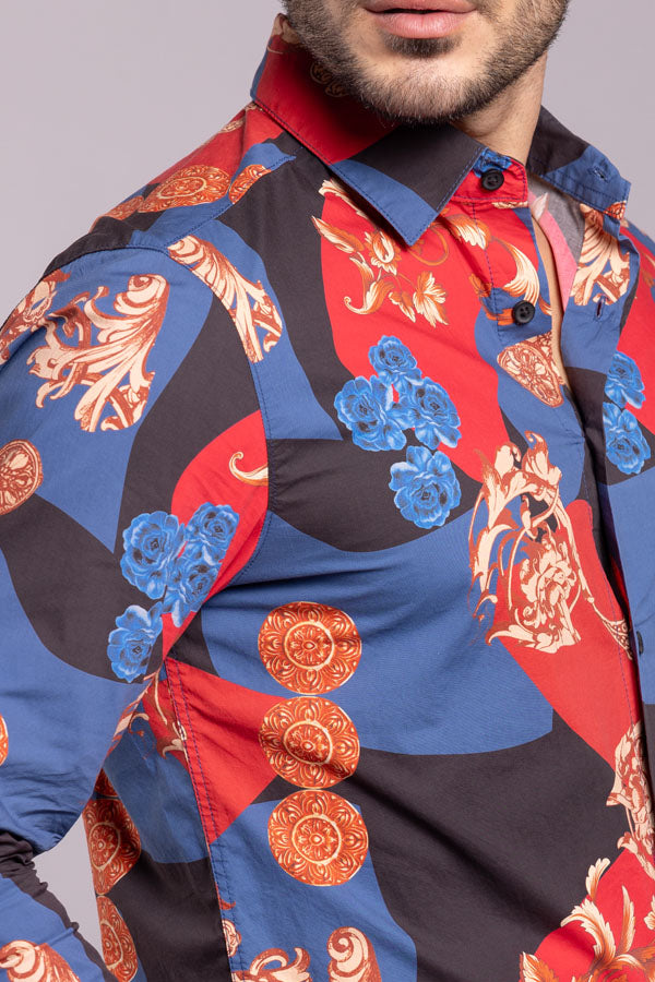 Multi Color Full Sleeves Printed Shirt