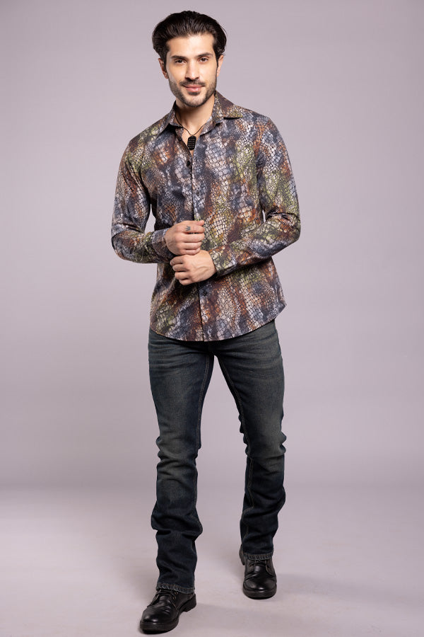 Multi Color Full Sleeves Printed Shirt