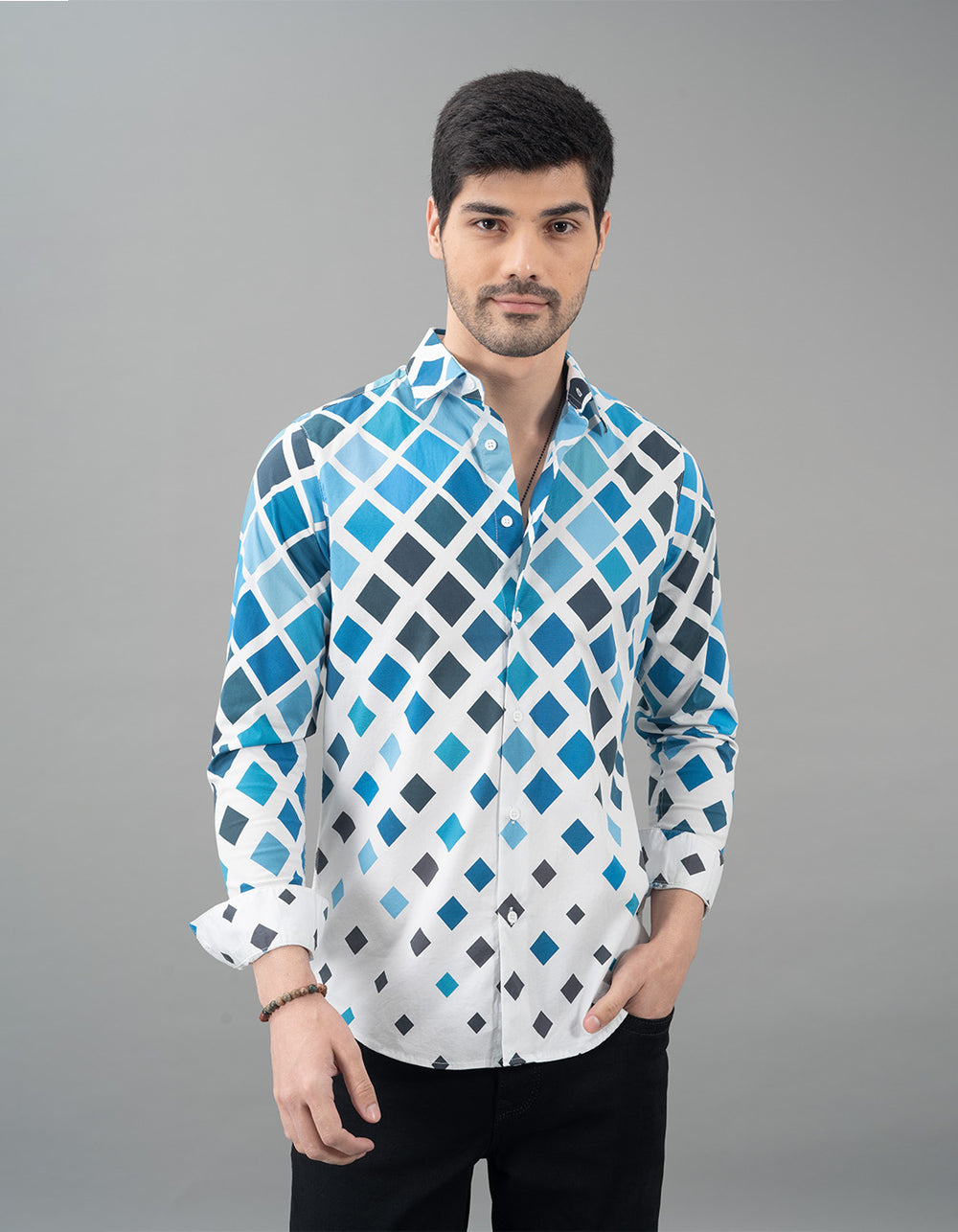 Blue Full Sleeves Printed Shirt