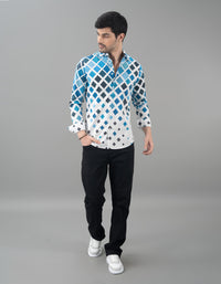 Blue Full Sleeves Printed Shirt