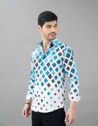 Blue Full Sleeves Printed Shirt