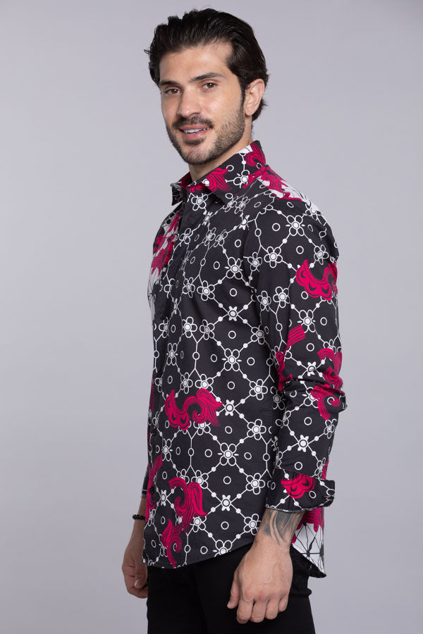 Black Full Sleeves Printed Shirt