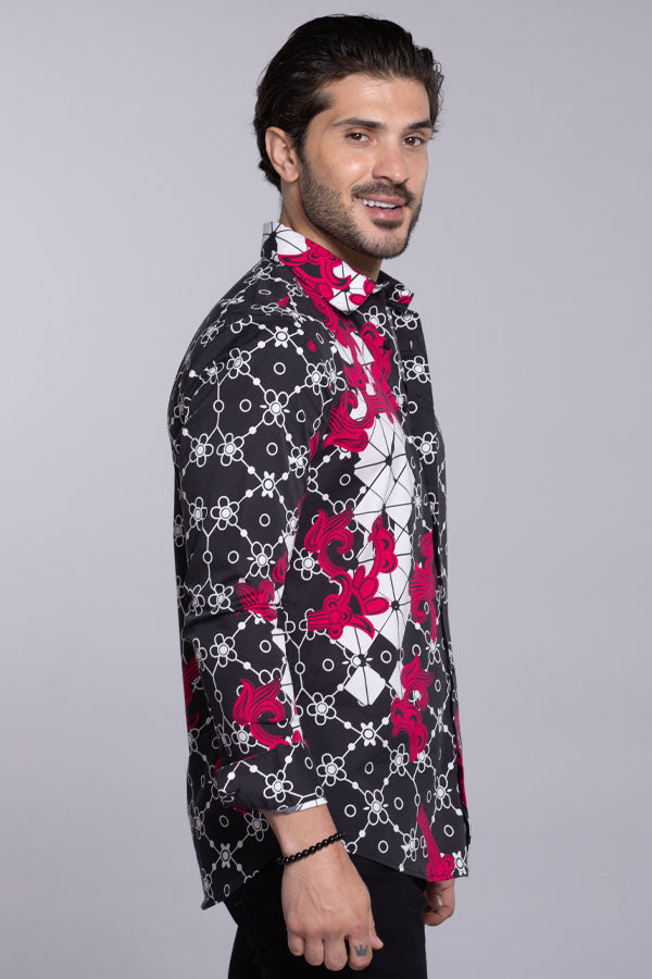 Black Full Sleeves Printed Shirt
