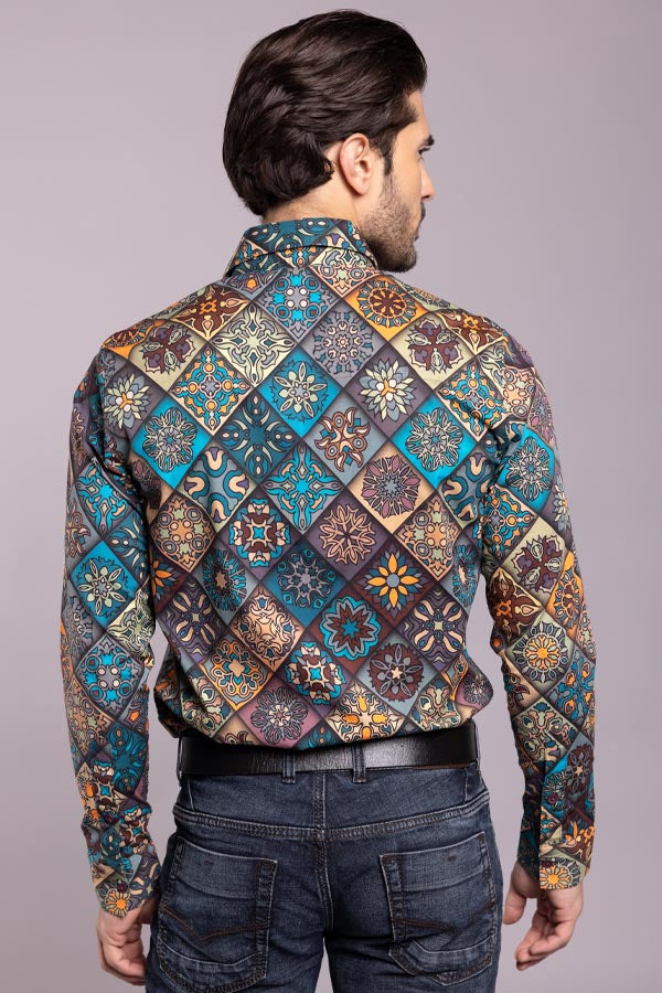 Multi Color Full Sleeves Printed Shirt