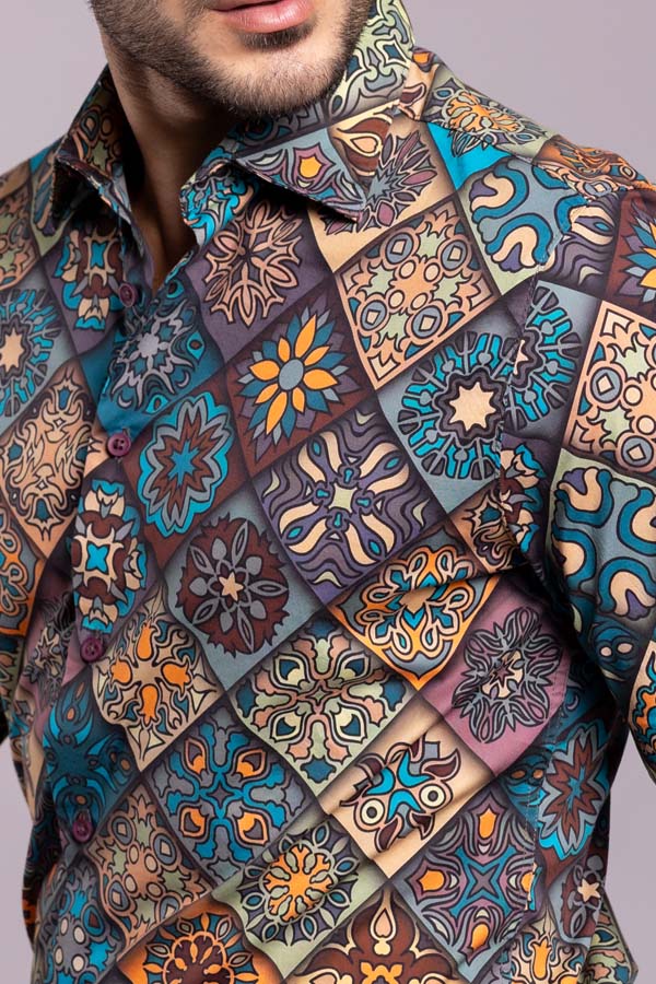 Multi Color Full Sleeves Printed Shirt