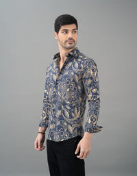 Navy Full Sleeves Printed Shirt