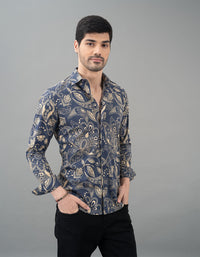 Navy Full Sleeves Printed Shirt