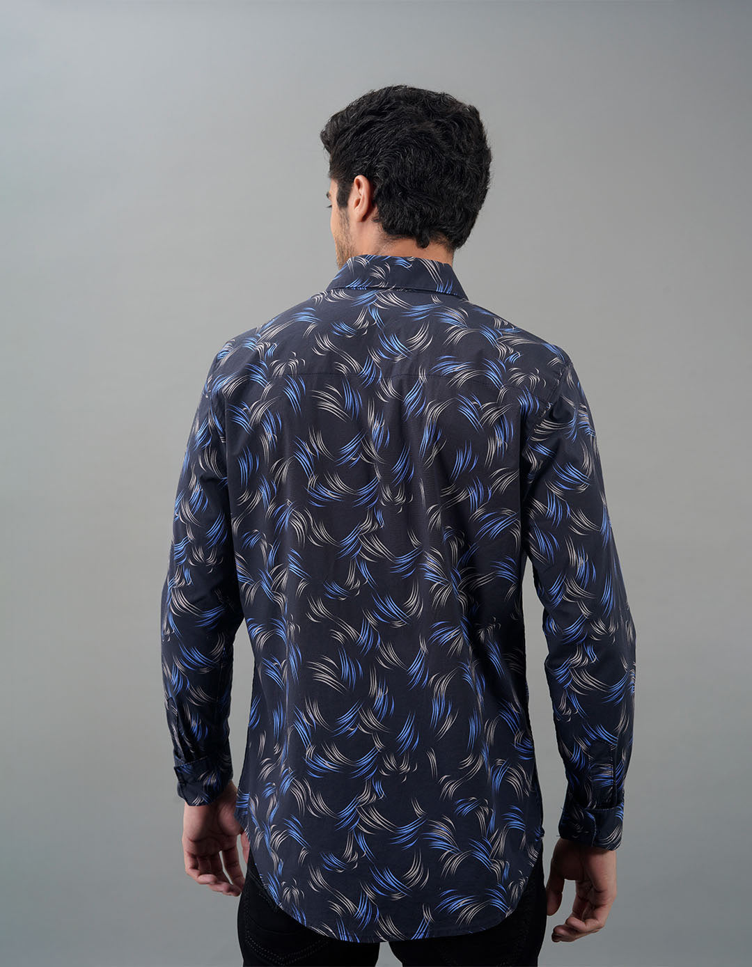 Black Full Sleeves Printed Shirt