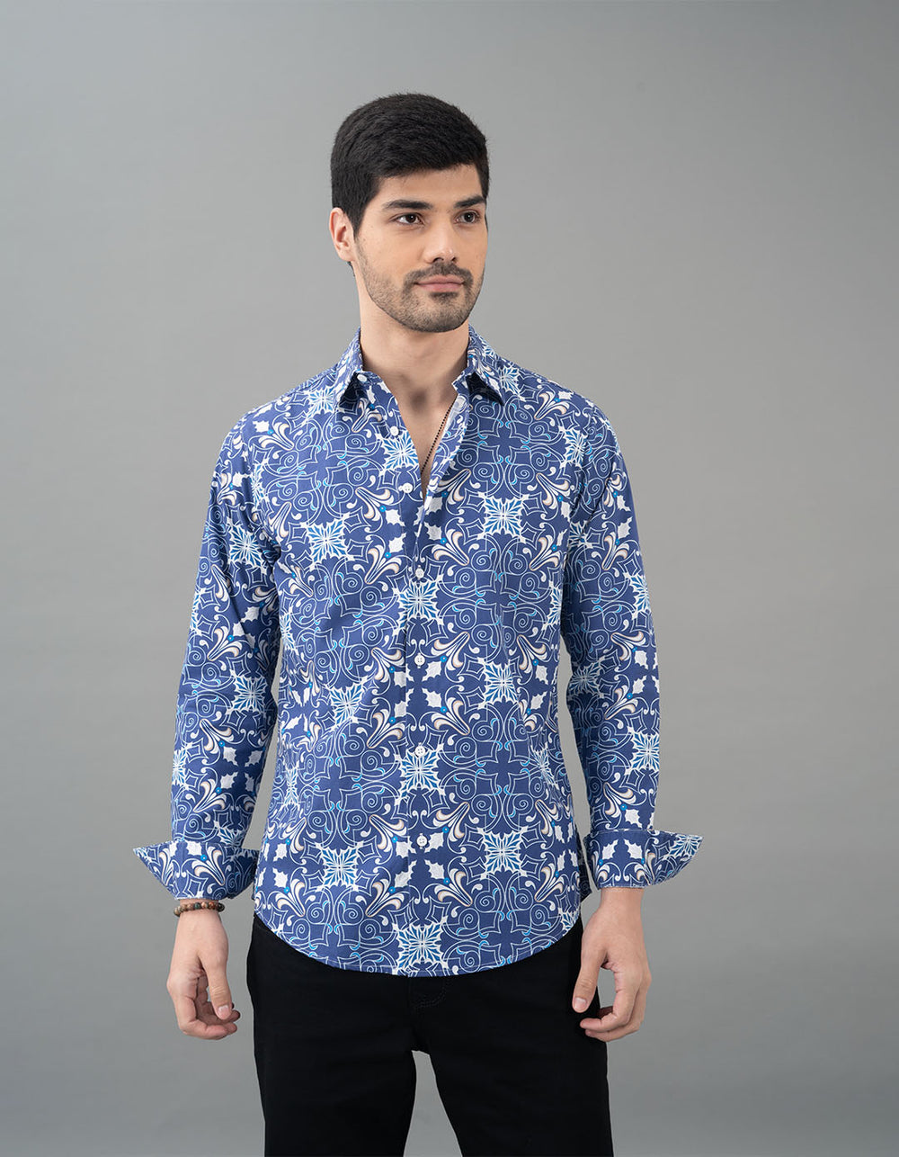 Blue Full Sleeves Printed Shirt