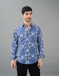 Blue Full Sleeves Printed Shirt