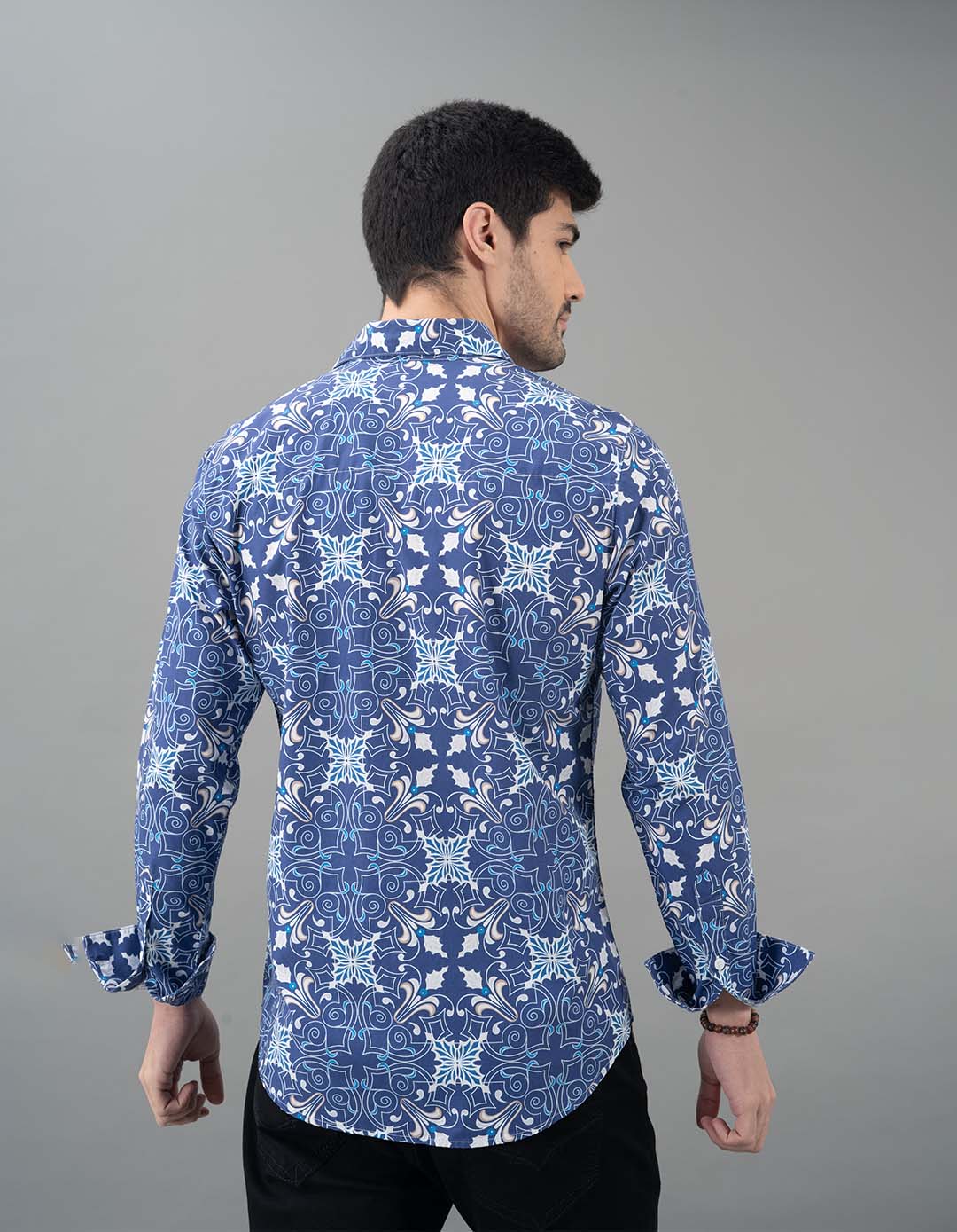 Blue Full Sleeves Printed Shirt