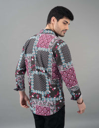 Black Pink Full Sleeves Printed Shirt