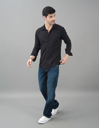 Black Full Sleeve Seersucker Shirt