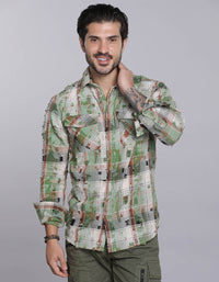 Green Full Sleeves Check Shirt