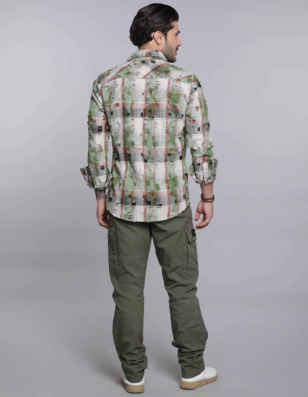 Green Full Sleeves Check Shirt