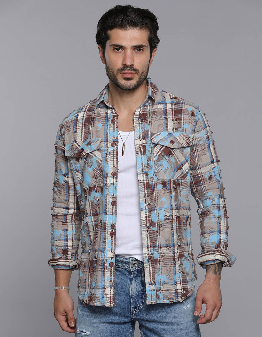 Blue Full Sleeves Check Shirt
