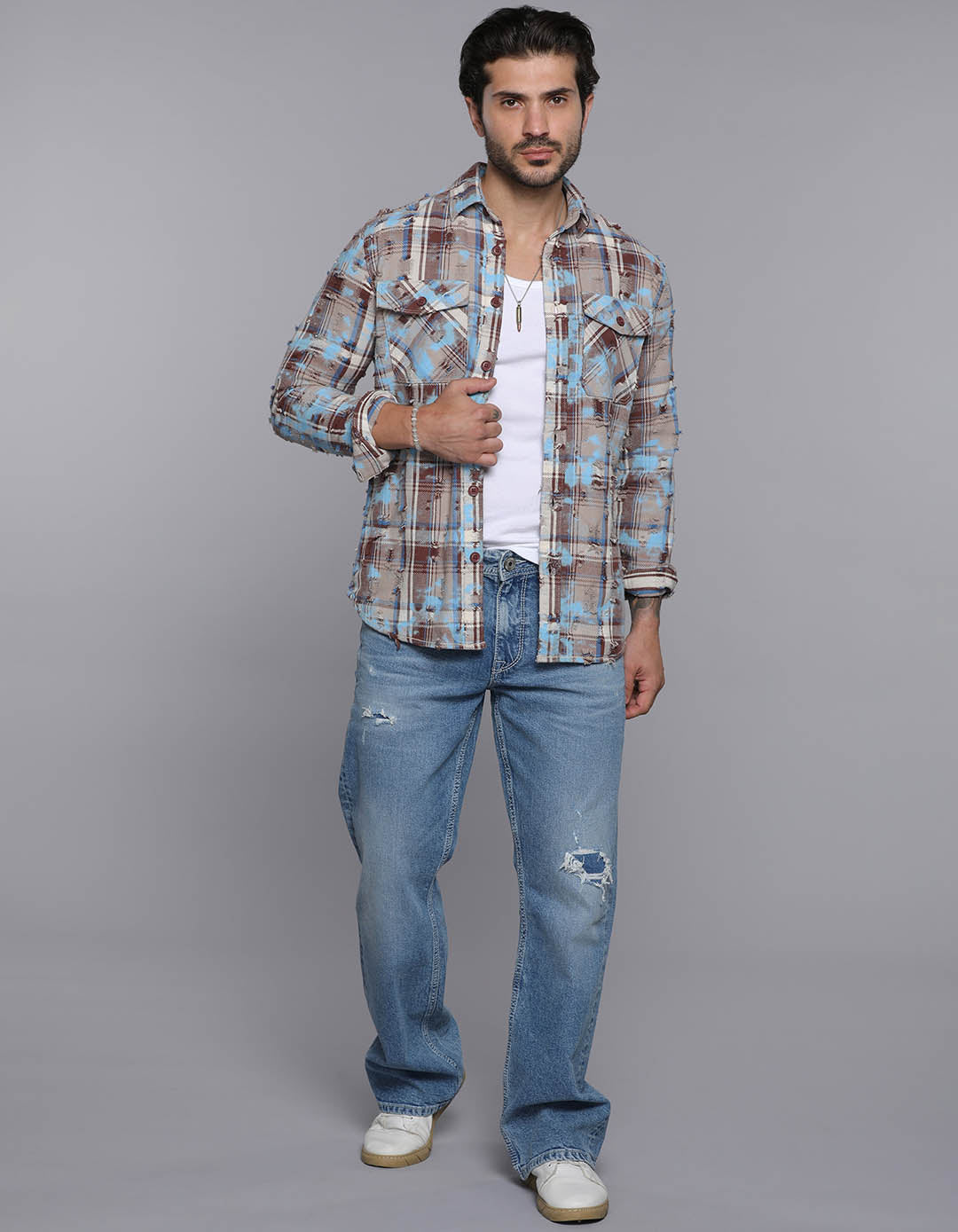 Blue Full Sleeves Check Shirt