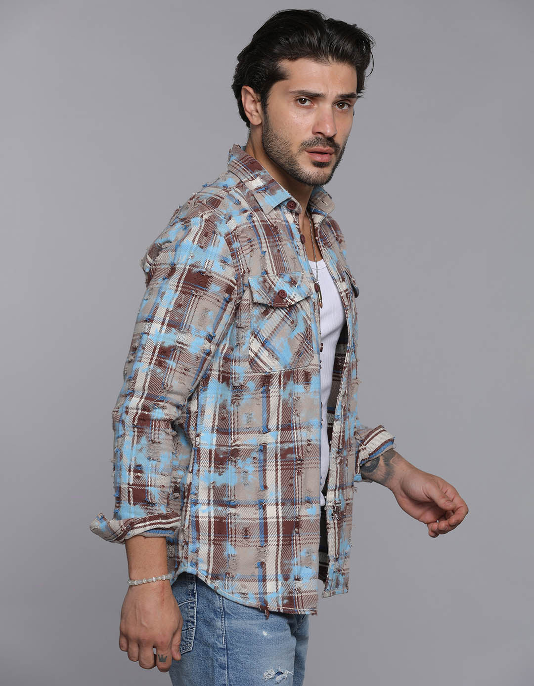 Blue Full Sleeves Check Shirt