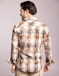 Khaki Full Sleeves Check Shirt